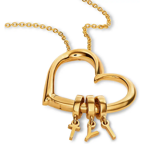 Gold Vermeil Personalized Drop Initial Letter & Heart Pendant Necklace for Women