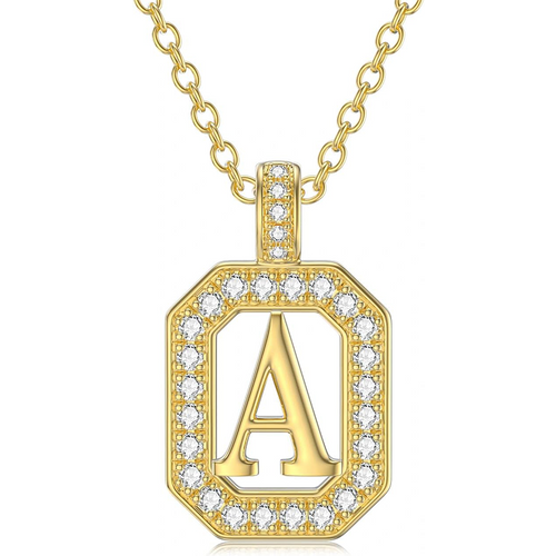 Gold Vermeil Cubic Zirconia Personalized Initial Letter Necklace for Women