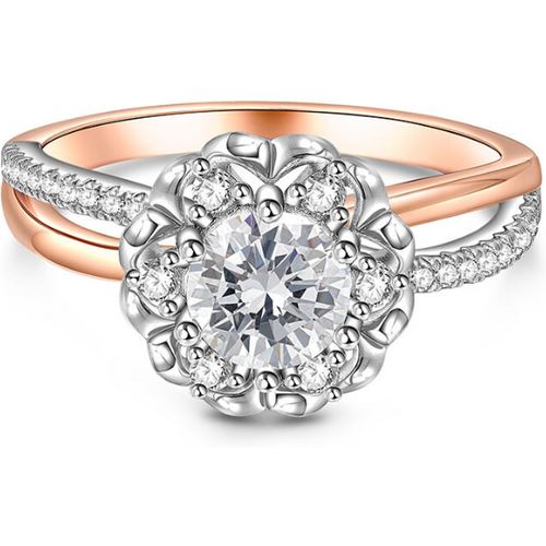 Gold Vermeil Two-tone Heart Personalized Engraving & Engagement Ring for Women