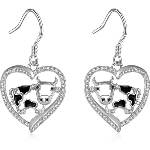 Sterling Silver Zircon Cow Drop Earrings