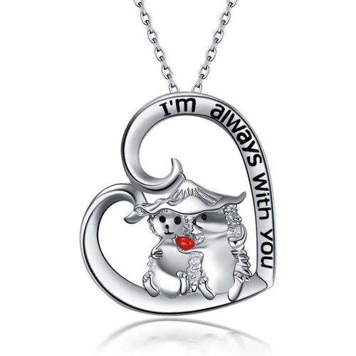 Sterling Silver Hedgehog & Heart Pendant Necklace