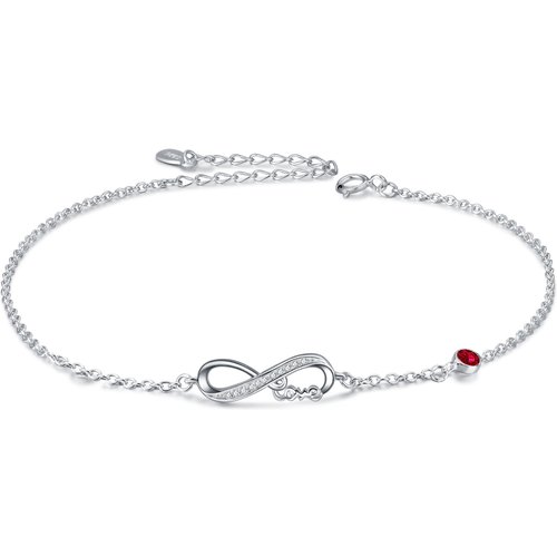 Infinity Anklet in Sterling Silver with Crystal as Gifts for Women