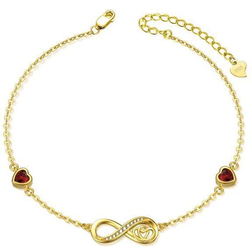 Infinity Symbol Heart White Gold Plated Sterling Silver Zircon Anklet for Women