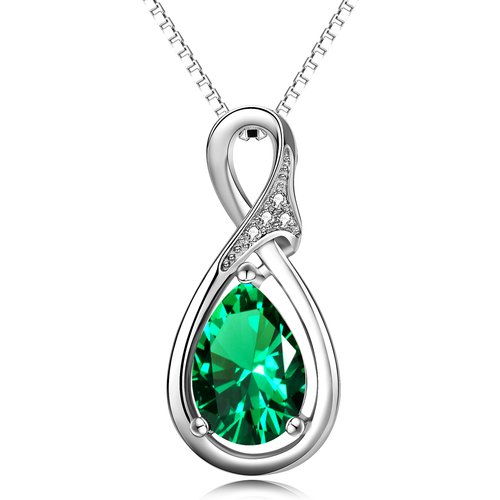 Sterling Silver Green Lab Created Diamond Infinity Symbol Necklace for Women