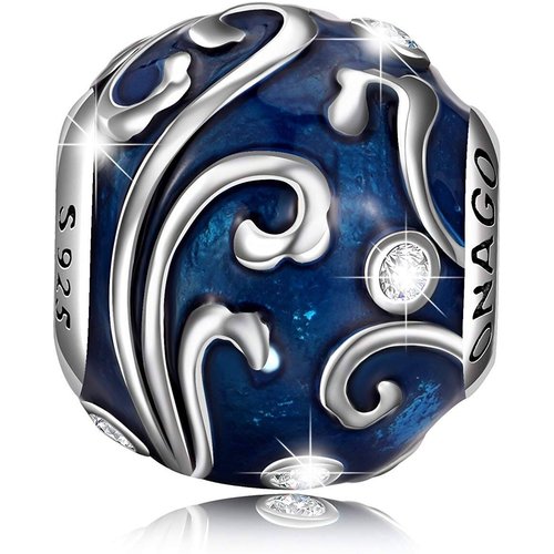 Sterling Silver Cubic Zirconia Round Bead Charm