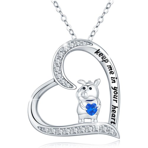 Lovely Pig Heart Necklaces in White Gold Plated Sterling Silver