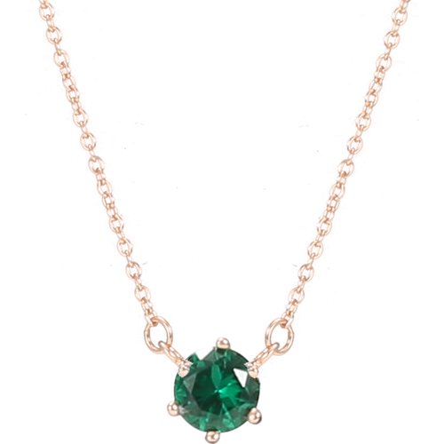 Sterling Silver with Rose Gold Plated Round Cubic Zirconia Pendant Necklace