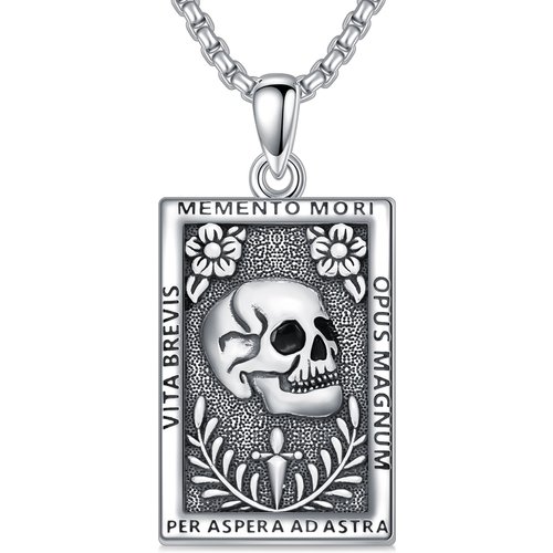 Memento Mori Necklace 925 Sterling Silver Skull Necklace Stoic Jewelry Stoicism Gifts