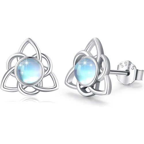 Sterling Silver Moonstone Celtic Knot Stud Earrings