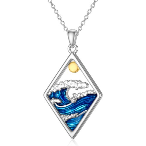 Sterling Silver Two-tone Spray & Sun Pendant Necklace
