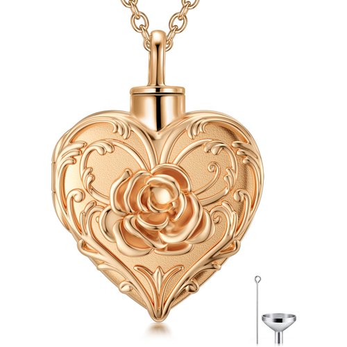 Sterling Silver with Rose Gold Plated & Personalized Engraving Rose Pendant Necklace