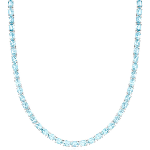 Sterling Silver 45.00CT Topaz Tennis Chain Necklace