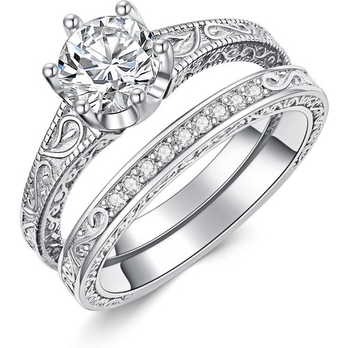 Sterling Silver Lab Created Diamond & Moissanite Custom Wedding Ring 3EX IGI Certified