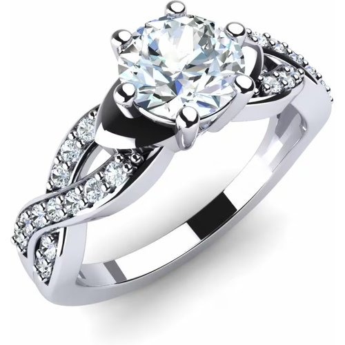 Sterling Silver Lab Created Diamond & Moissanite Custom Engagement Ring 3EX IGI Certified