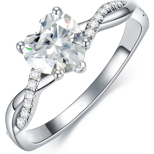Sterling Silver 1.2CT Heart Moissanite Infinity Symbol Engagement Ring