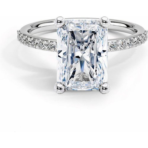 Sterling Silver 2CT Radiant Cut Moissanite Personalized Engraving Engagement Ring