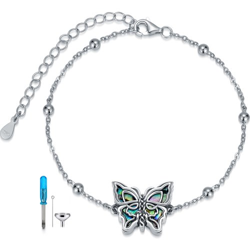 Sterling Silver Abalone Shellfish Butterfly & Celtic Knot Urn Bracelet for Ashes