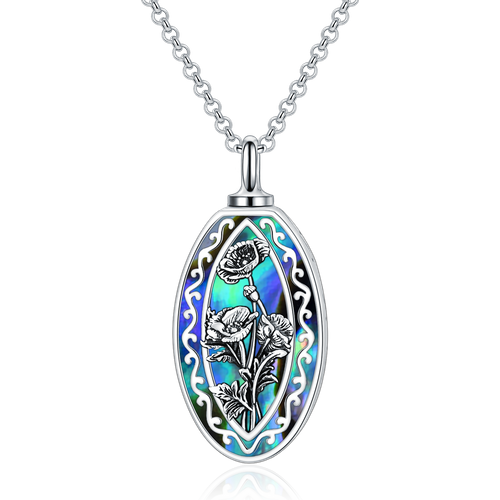 Sterling Silver Abalone Shellfish Carnation Daffodil Daisy Rose And Sunflower Urn Necklace For Ashes