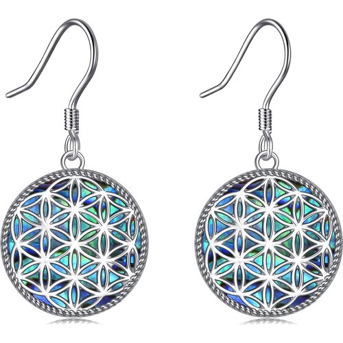 Sterling Silver Abalone Shellfish Celtic Knot Drop Earrings
