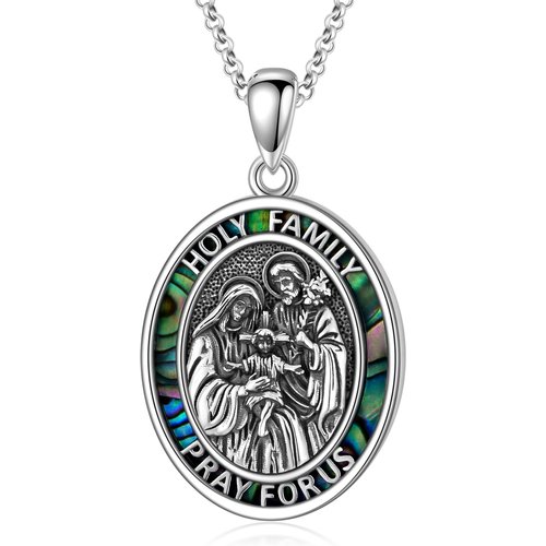 Sterling Silver Abalone Shellfish Father & Daughter Pendant Necklace