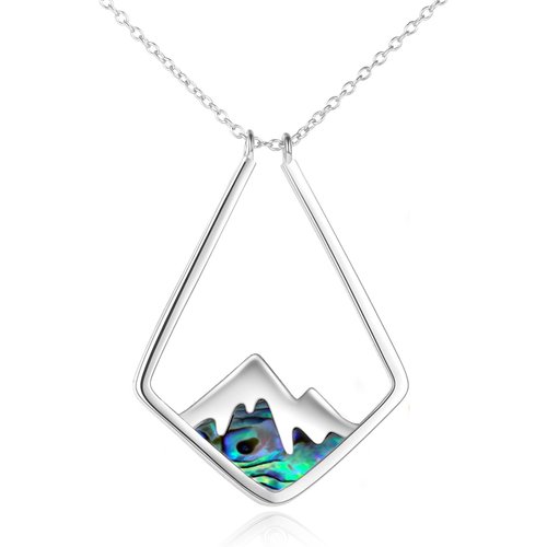 Sterling Silver Abalone Shellfish Mountains Pendant Necklace