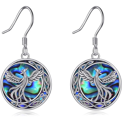 Sterling Silver Abalone Shellfish Phoenix Drop Earrings