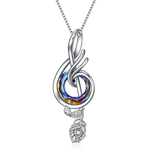 Sterling Silver Abalone Shellfish Phoenix & Music Symbol Pendant Necklace