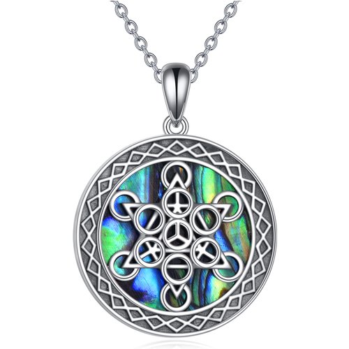 Sterling Silver Abalone Shellfish Star Of David Pendant Necklace