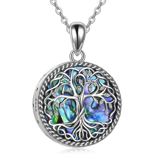 Sterling Silver Abalone Shellfish Tree Of Life & Celtic Knot Urn Necklace for Ashes