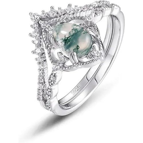 Sterling Silver Agate Drop Shape Ring