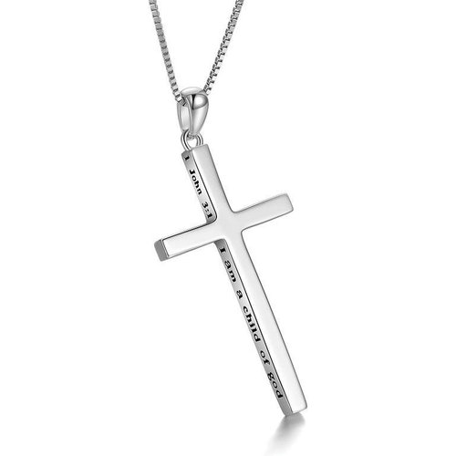 Sterling Silver I am A Child of God Cross Pendant Necklace