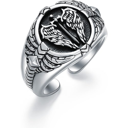 Sterling Silver Angel Wings Open Ring for Men
