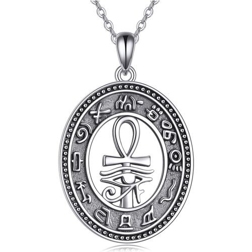 Sterling Silver Ankh & Eye Of Horus Pendant Necklace