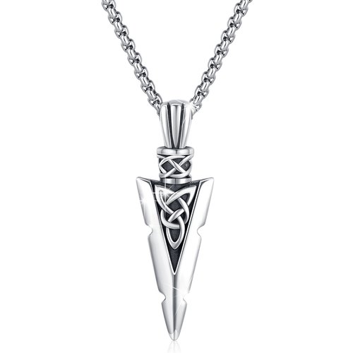 Sterling Silver Arrow & Celtic Knot Pendant Necklace