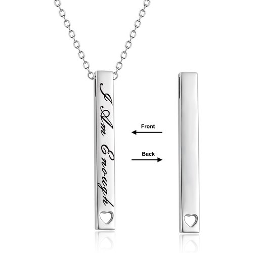 Sterling Silver Bar Necklace Personalised Engraving For Women