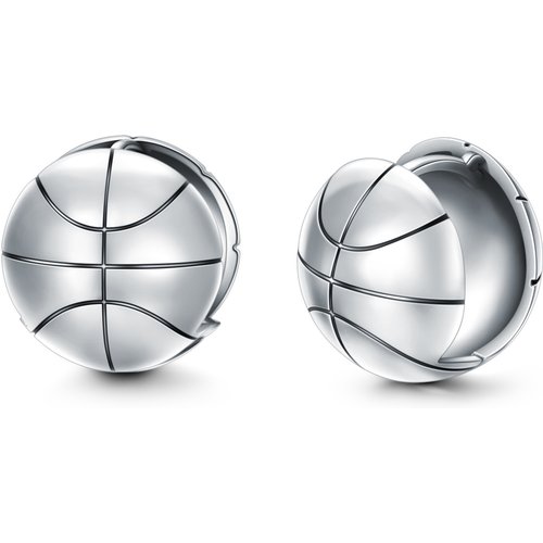 Sterling Silver Basketball Stud Earrings for Men