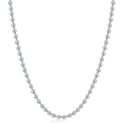 Sterling Silver Bead Bead Chain Necklace 18Inch For Women Best Friends