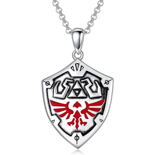 Sterling Silver with Black Plated Triforce Pendant Necklace for Men