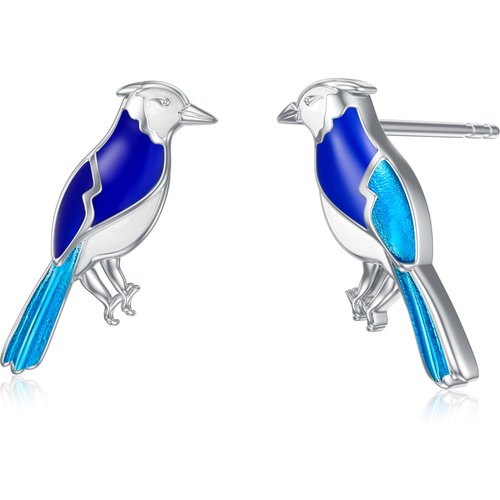 Sterling Silver Blue Jay Stud Earrings