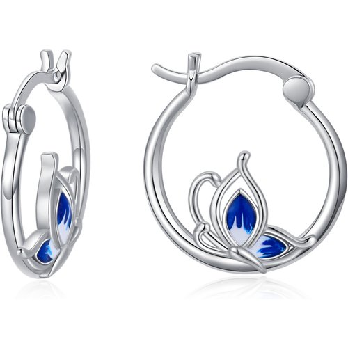 Sterling Silver Butterfly Hoop Earrings