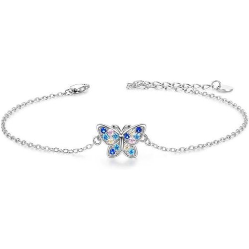 Sterling Silver Cubic Zirconia Butterfly Single Layer Anklet