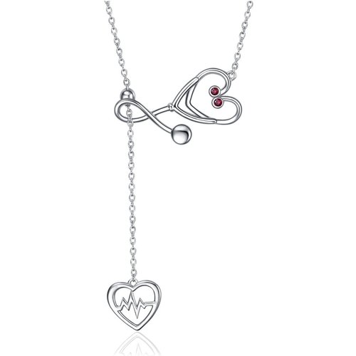 Sterling Silver Caduceus Angel Nursing Themed Stethoscope Necklace