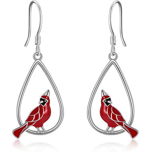 Sterling Silver Cardinal Drop Earrings