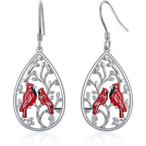 Sterling Silver Cubic Zirconia Cardinal Drop Earrings