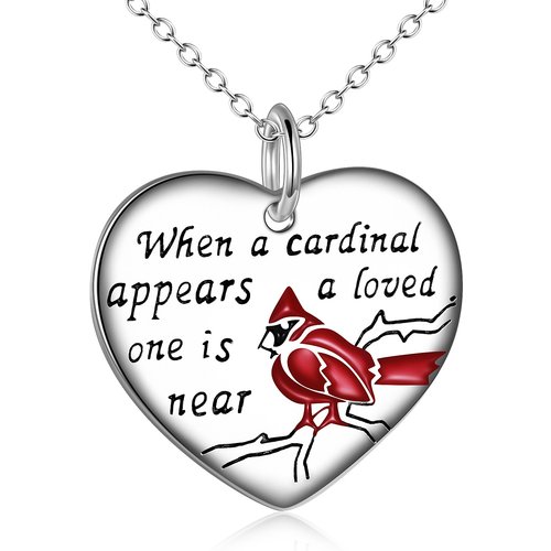 Sterling Silver Cardinal Pendant Necklace with Engraved Word