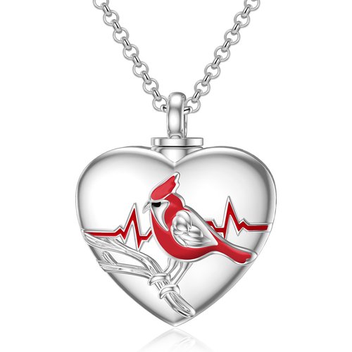 Sterling Silver Cardinal Urn Necklace for Ashes