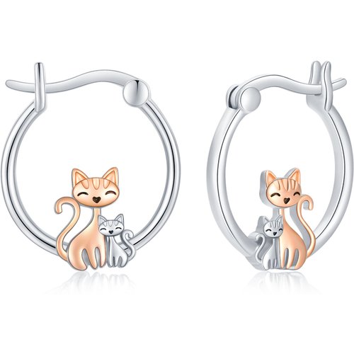 Sterling Silver Cat Hoop Earrings