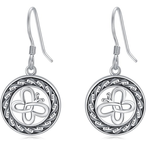 Sterling Silver Butterfly & Celtic Spiral Knot Drop Earrings