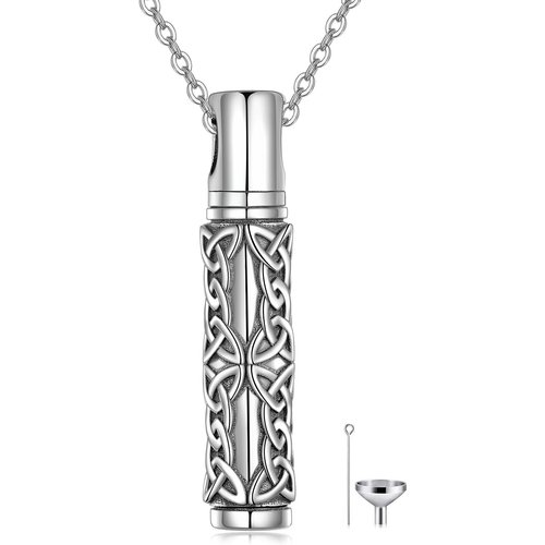 Sterling Silver Celtic Knot Bar Pendant Urn Necklace for Ashes