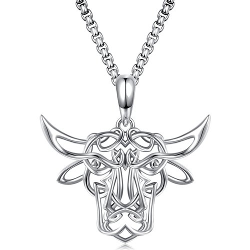 Sterling Silver Celtic Knot Cow Pendant Necklace